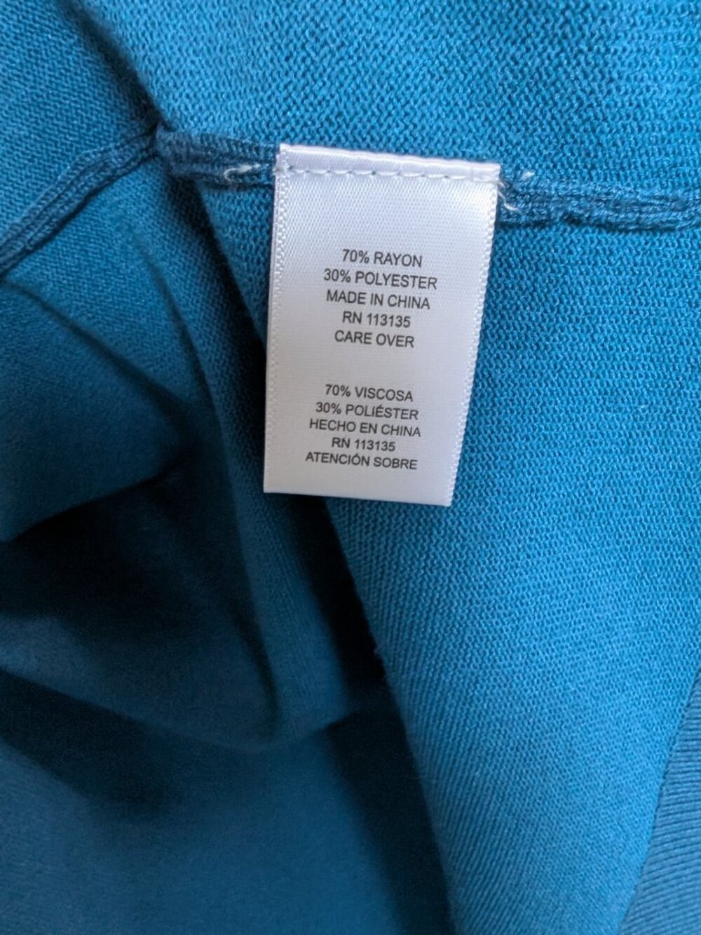 TEAL Open Front Cardigan Leo&Nicole Sz PL 3/4 Sleeve - Picture 5 of 7